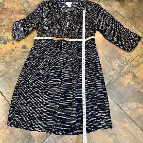 Motherhood Maternity Navy with White Dots Collar and Belt Dress - Picture 8 of 14
